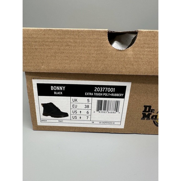 Dr. Martens BONNY Black Leather Lace Up Round Toe Boots Men’s Sz 6 Women’s Sz 7‎ - Picture 10 of 12